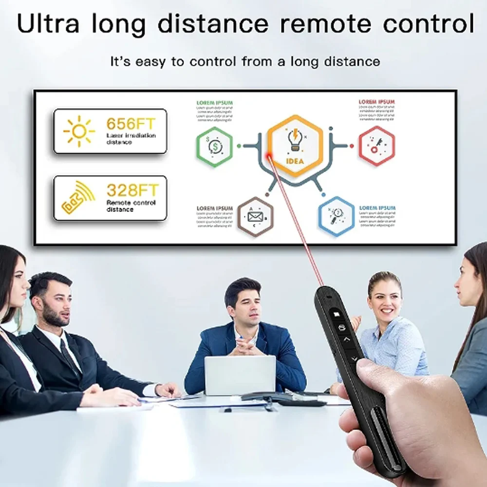 مقدم لاسلكي صفحة الليزر الأحمر تحول القلم 2.4G حجم التحكم عن بعد PPT التدريس عرض USB مؤشر Powerpoint الماوس