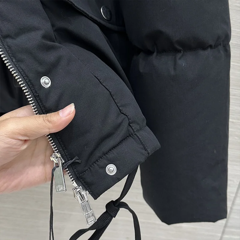 سترة نسائية عالية الجودة بغطاء للرأس من ريش البط الأبيض مع جيب كبير ثلاثي الأبعاد معطف شتوي للسيدات 25930106