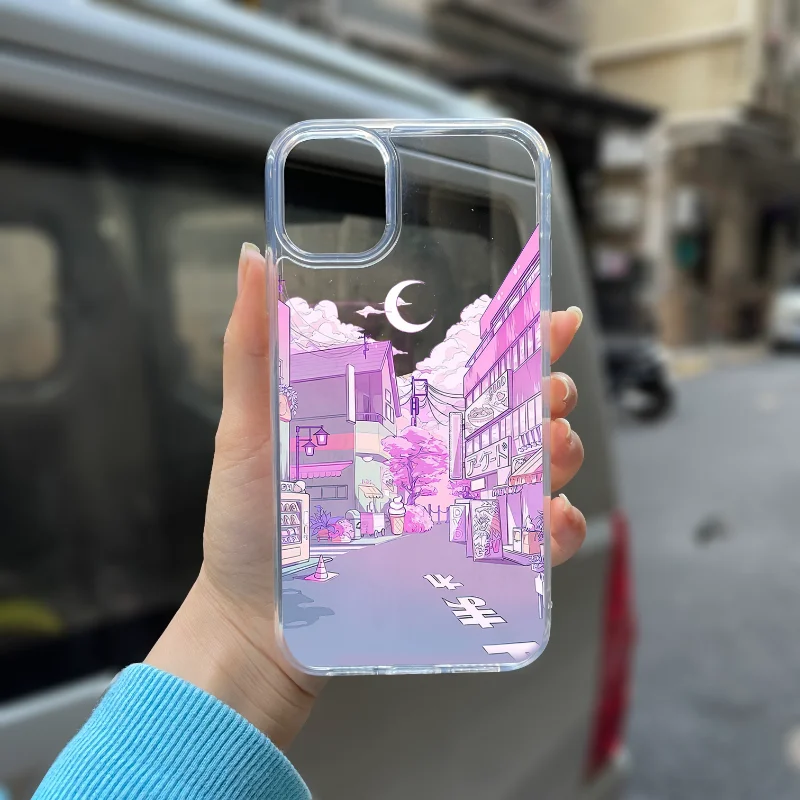 Japanese Anime House Scenery Clear Phone Case for 11 13 12 14 Pro XS Max Mini 7 8 Plus SE 2020 X XR Hard Transparent Back Cover