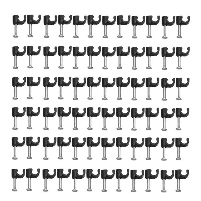 

100pcs Plastic Cable Clip Desk Cable Organizer Wire Cord Fastener Telephone Line Tie Fixer Organizer Wall Clamp (Black)