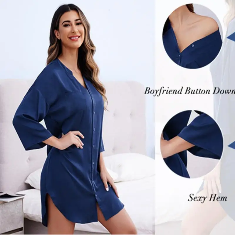 

Thin Boyfriend Style Shirt Long Home Clothes Private Men's Thin Home Robe Comfortable Breathable Lightweight Autumn Wear