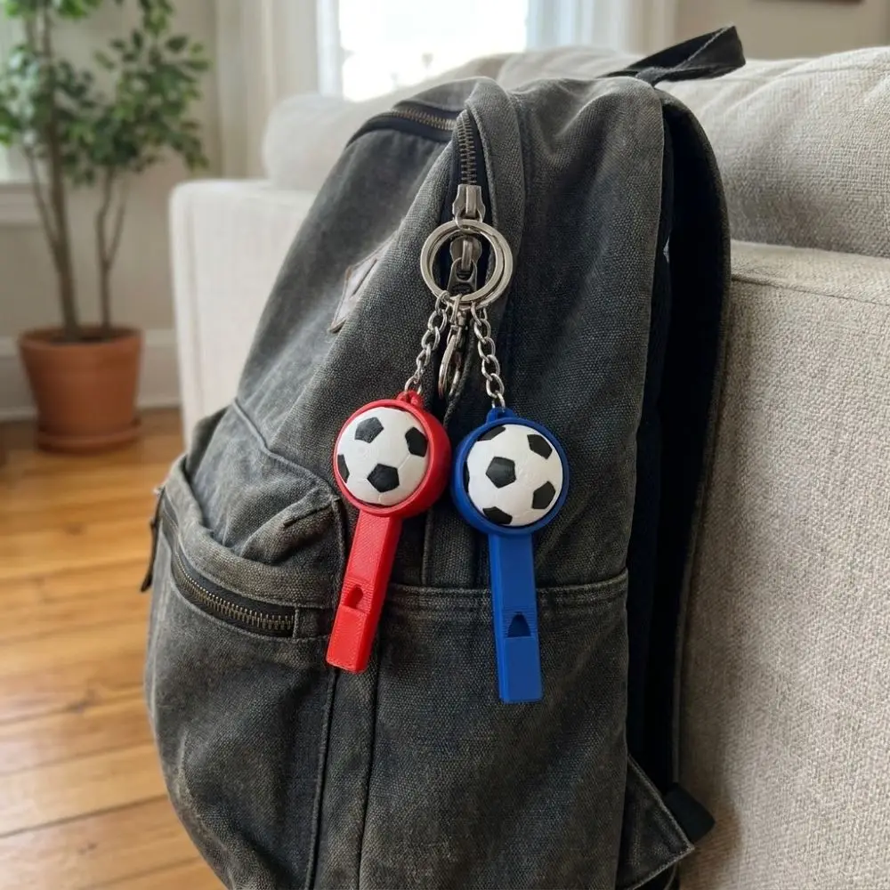 Football 3D Printed Clicker Ball Keychain Funny Plastic Football Whistle Press Keychain Mini Simulated Sports Ball Clicker