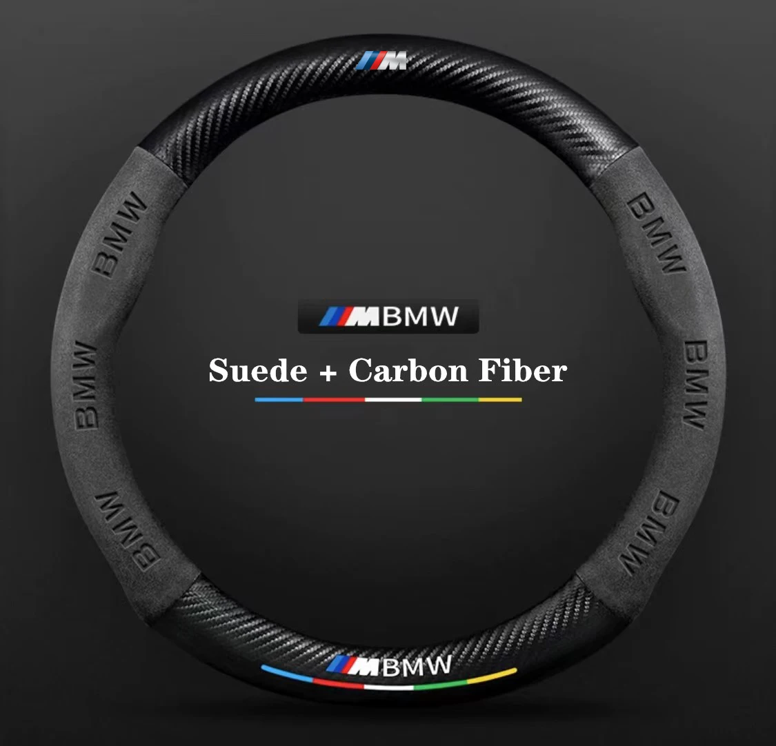 Cubierta antideslizante de ante para volante de coche, accesorio de fibra de carbono para BMW M E46, E39, E60, E90, E91, E36, E87, F10, F20, F30,