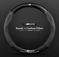 Araba süet karbon fiber kaymaz direksiyon kılıfı BMW M E46 E39 E60 E90 E91 E36 E87 F10 F20 F30 X1 X3 X4 X5 X7 M3 M4 M5