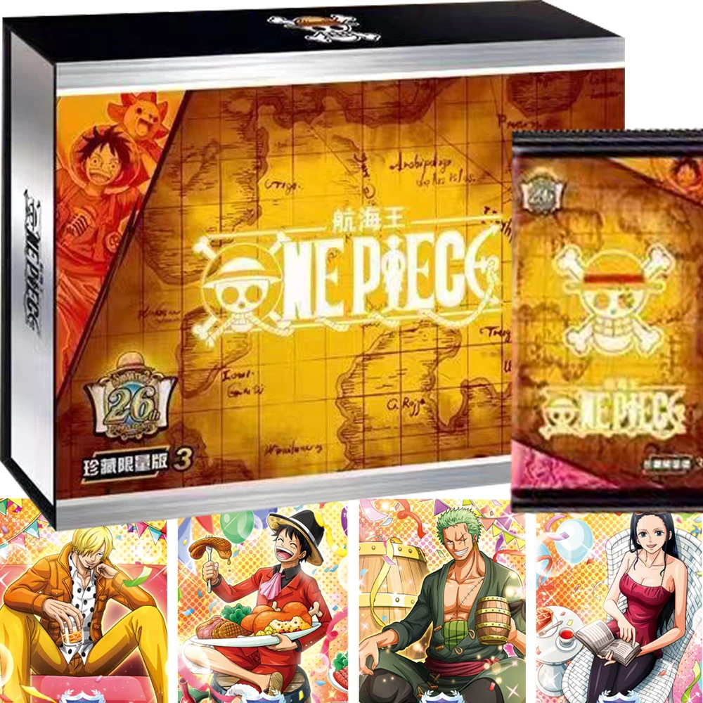 

One Piece Card Collection Hot Blooded Figures Monkey D. Luffy 26th Anniversary Limited Edition Gold Painted 3D Relief Card Gift