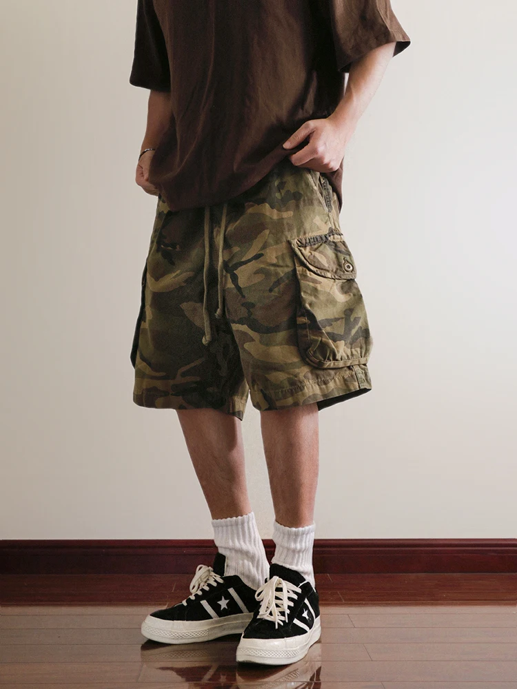 

American Retro Camouflage Military Sle Loose Fit Straight Leg Workwear orts Men Summer Trendy Brand Multi ket Casual L...