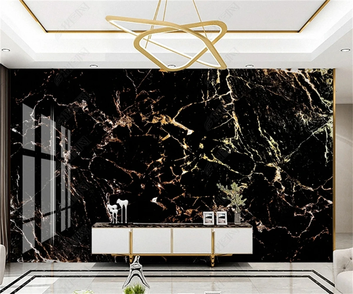 

beibehang Customize the latest bedroom and living room decor with black minimalist natural marble background wallpaper