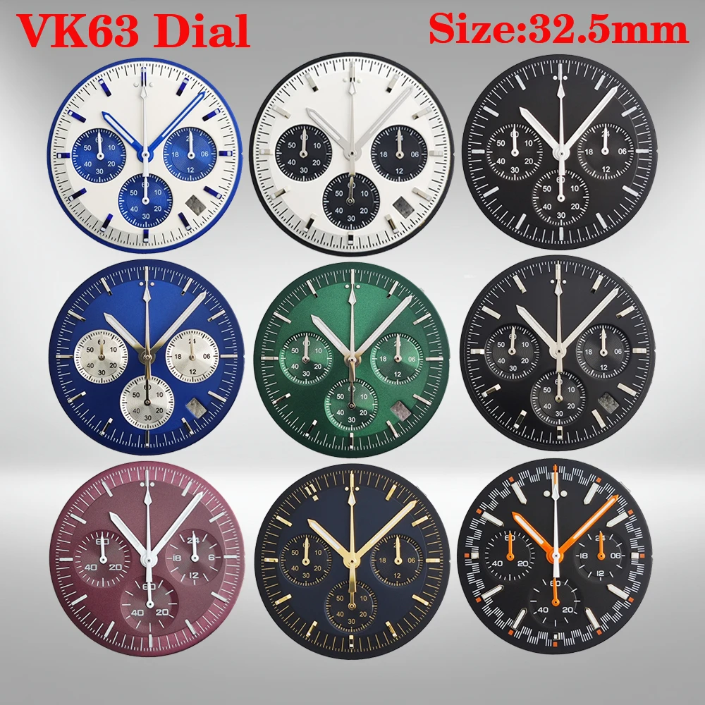 

32.5mm VK63 unmarked dial timing dial customized logo panda dial, suitable for VK63 quartz movement watch accessories