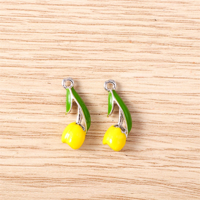 5 Stück 7x17mm Niedliche Bunte Emaille-Tulpenblumen-Anhänger für Schmuckherstellung, Ohrhänger, Halsketten, DIY-Bastelzubehör – Detail 9