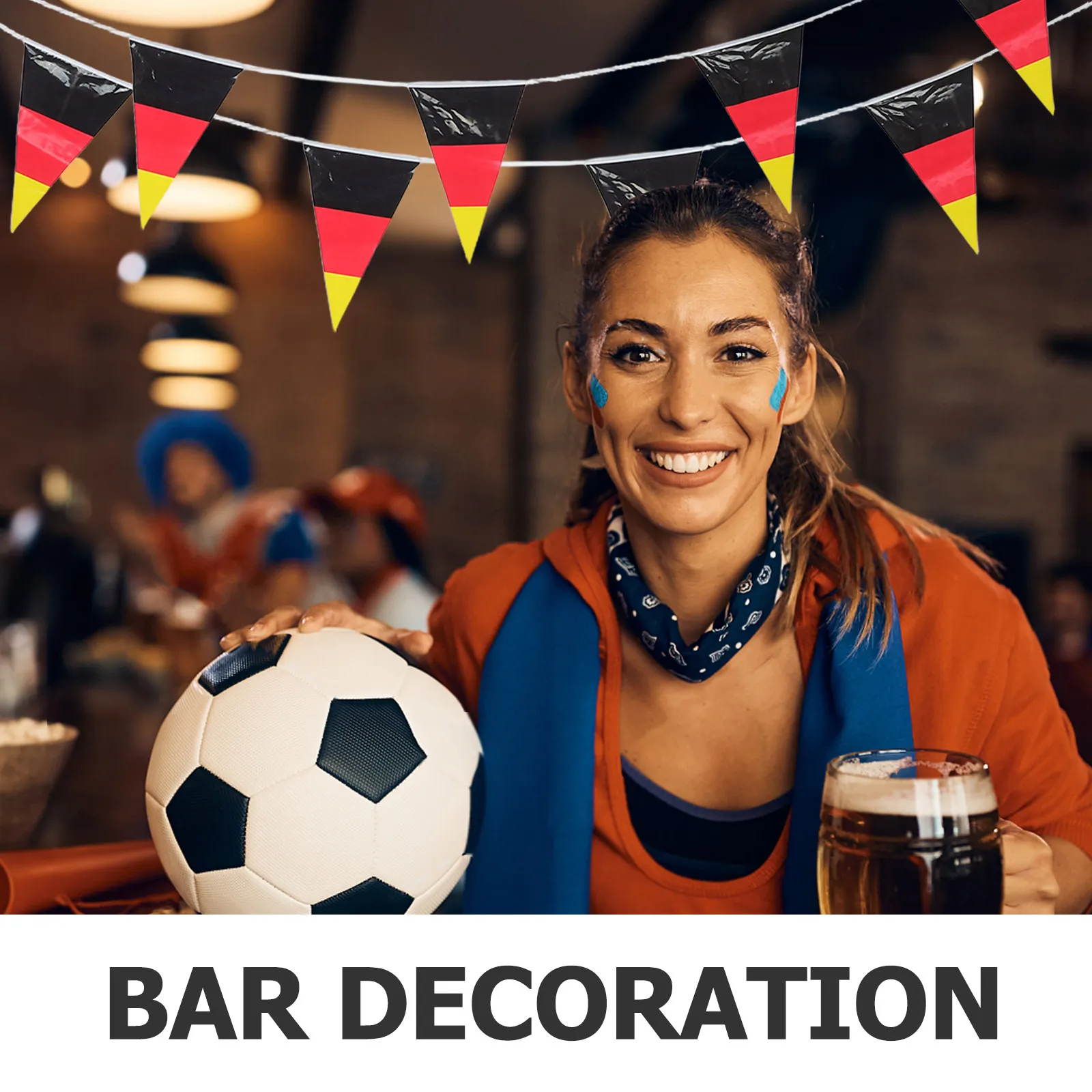 2Pcs Germany Flag Triangle Bunting Hanging String Flags Plastic for Outdoor Indoor Garden Sports Party Decoration Football Bar