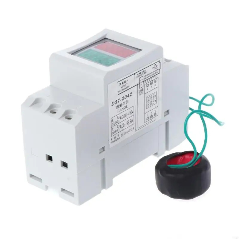 92MF 2P 36mm Din Rail Dual LED Voltage Current Meter Voltmeter Ammeter AC 80-300V 250-450V 0-100A