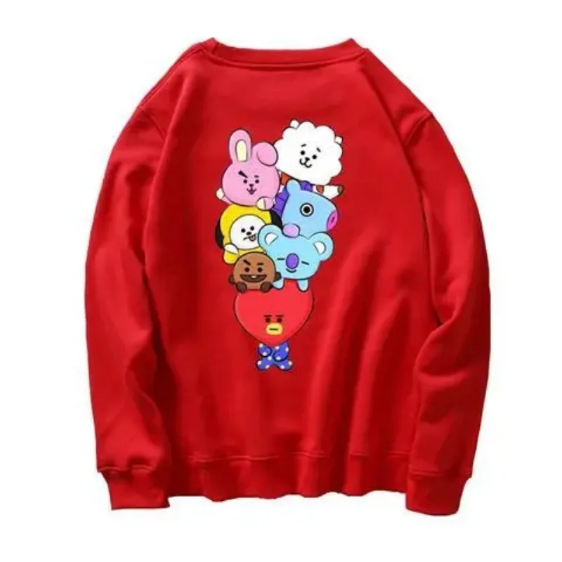 Nieuwe BT21 Verdikking Ronde Hals Sweatshirt Trui Anime Kawaii Meisjes Jongens Losse Warme Hoodies Top Geschenken