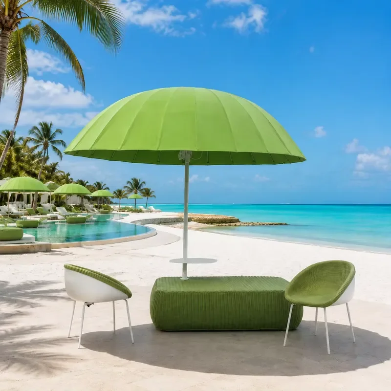Custom Aluminum Outdoor Waterproof Fabric Parasol Set for Hotel and Resort Poolside Projects