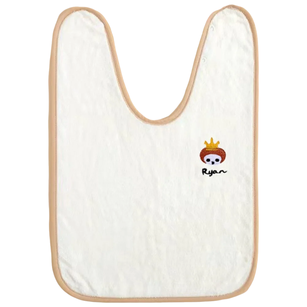 Coral Velvet Baby Towel Bib Soft Touch Cartoon Pattern Infant Washcloth U-Shape Protective Barrier Baby Face Bib