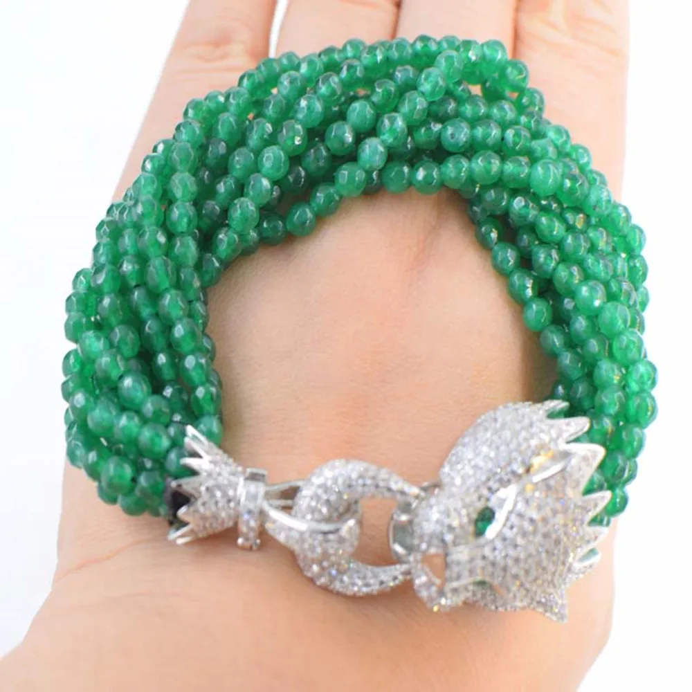 

Handmade 10 strands knotted bracelet 4mm green faceted jade 20-25cm for women jewelry fashion gift