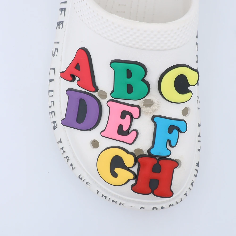 1 Piece Cute Shoe Accessories Charms Colorful Thick 26 Alphabet Decoration Buckles Cartoon Letters Slipper Children Party Gift