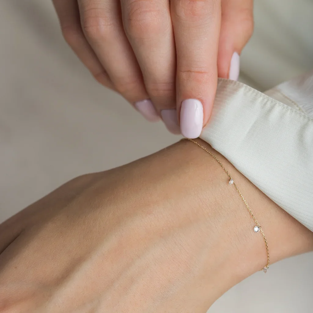 Unique Drilled Diamond Bracelet 9K/14K/18K White Gold Lab Grown Diamond Bracelet Adjustable Bracelet for Birthday Gift