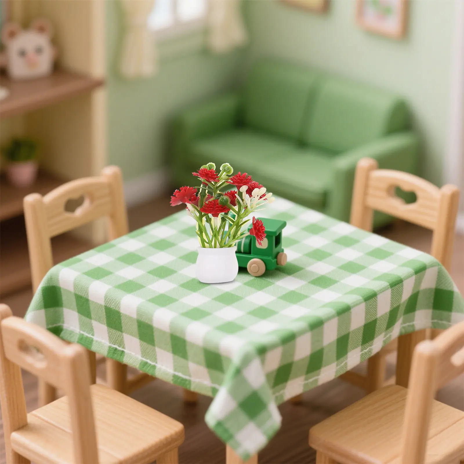 

5Pcs Miniature Flower Vase Set Realistic Faux Flowers 112 Scale Table Centerpiece DIY Fairy Garden Shelf Decor Micro Landscape