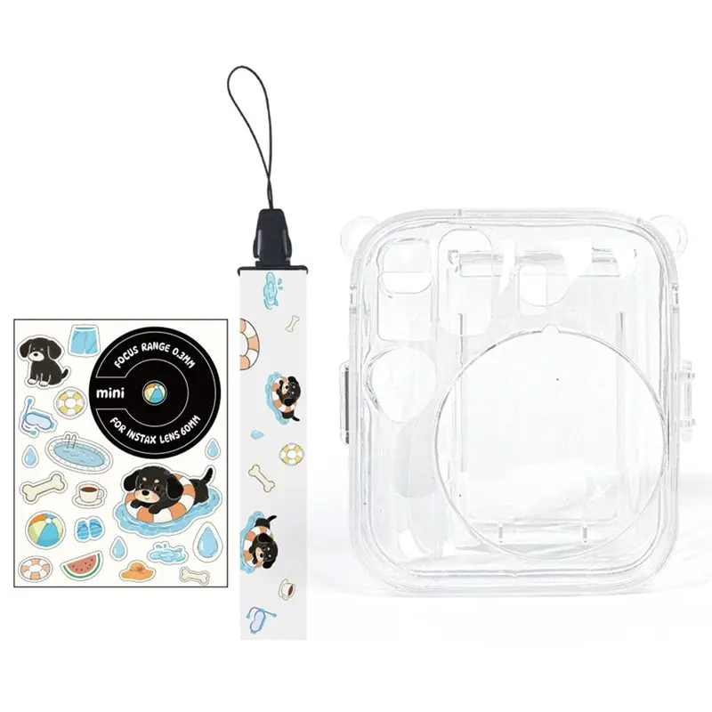 B27B Instant Mini 13 Protective Clear Case For Fujifilm Instax Mini 13 Camera With Cute Stickers- Case Only