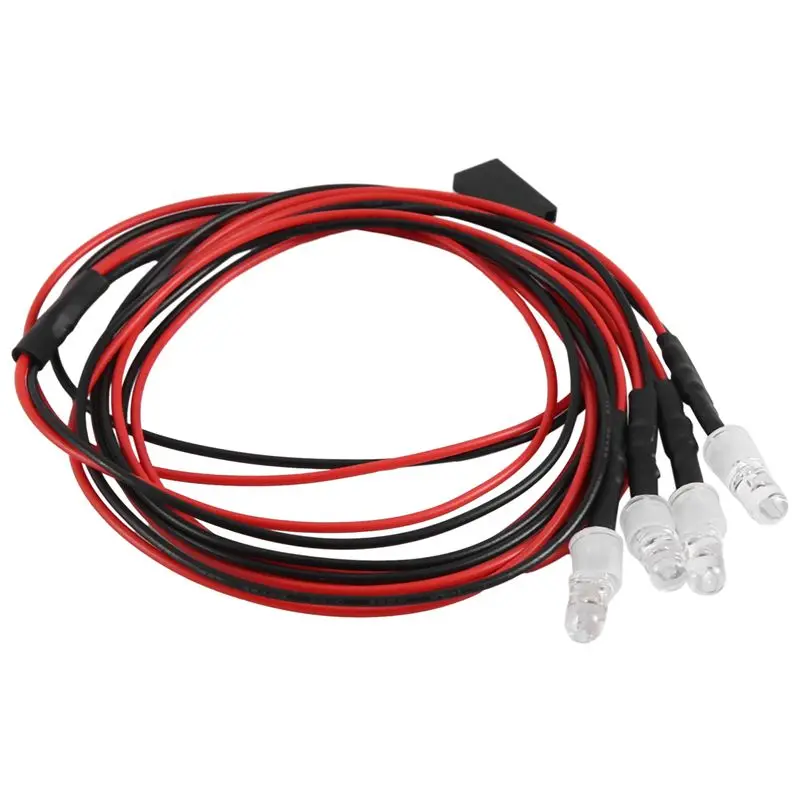 Zestaw LED A19Q-4 do modeli RC, pasuje do samochodów RC 1/10, ciężarówek, crawlerów, modeli RC, samochodów driftowych, reflektory, światła tylne, 5 mm