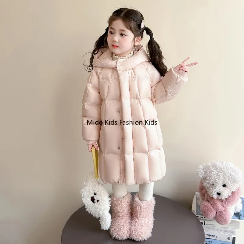 Children's Down Jacket  Winter New Arrival Girls' Thickened Warm Baby Girl Clothing White Duck Down Long Down Coat