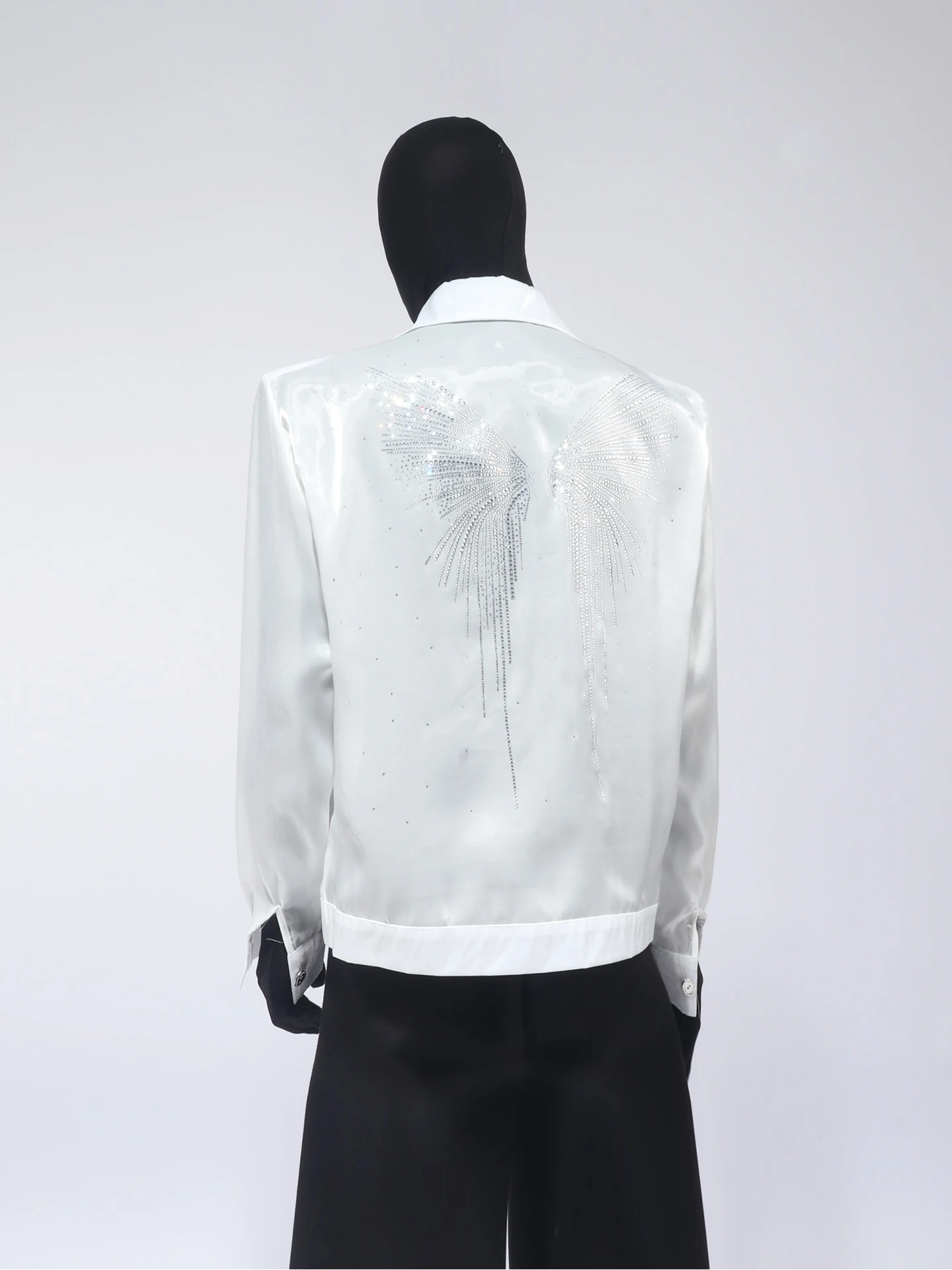 2025 Fashion Trend Korean Version Heavy Craft Rhinestone Butterfly Long Sleeve Jacket Men Loose Fashion High-end Coat