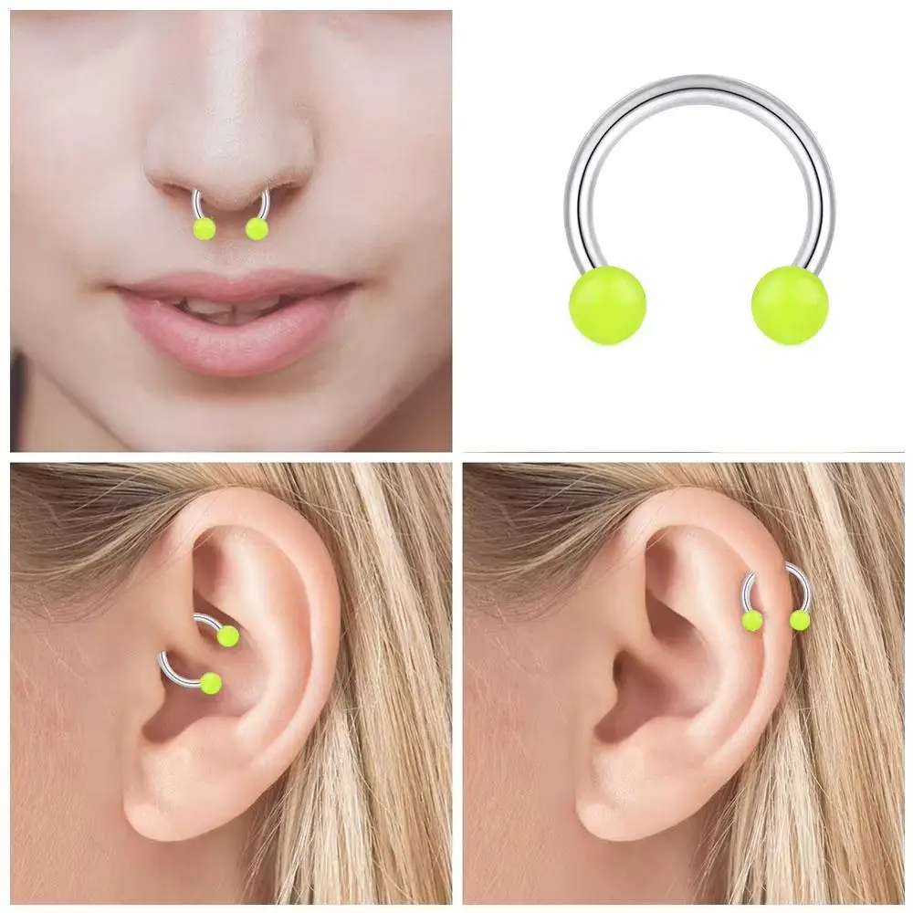 20Pcs Set Stainless Steel Horseshoe Nose Septum Rings Piercing Jewelry Cartilage Helix Tragus Earring Hoop Lip Retainer for Men