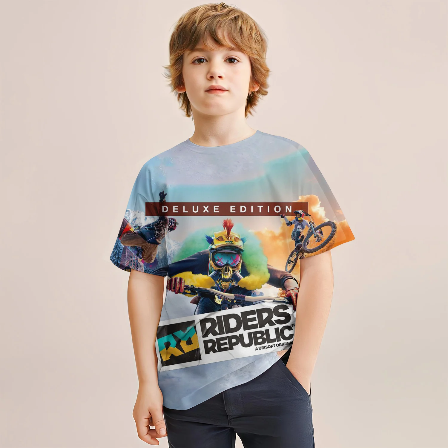 Summer New Children\'s Clothing 3D Printed Motorcycle Boys Casual Breathable Short-Sleeved T-Shirt Girls Street Sports Clothing