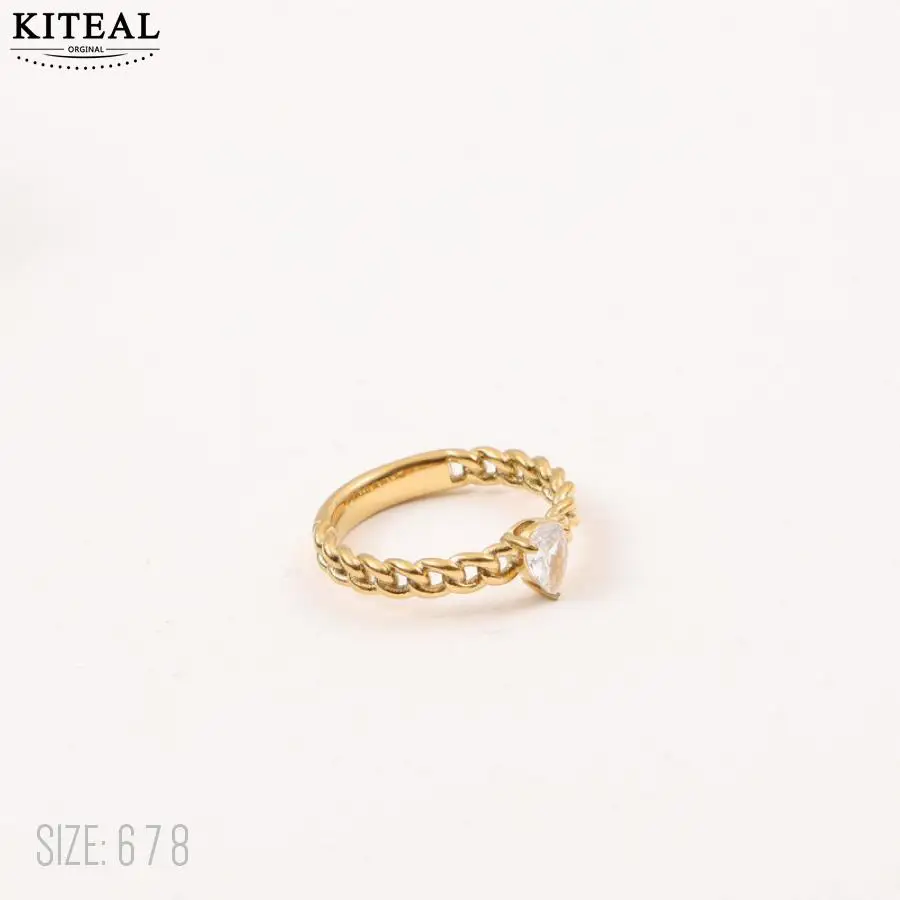 KITEAL Trendy Gold color size 6 7 8 Lady rings for women 2023 Chain Teardrop Zircon Ring Jewelry on the neck prices in euros