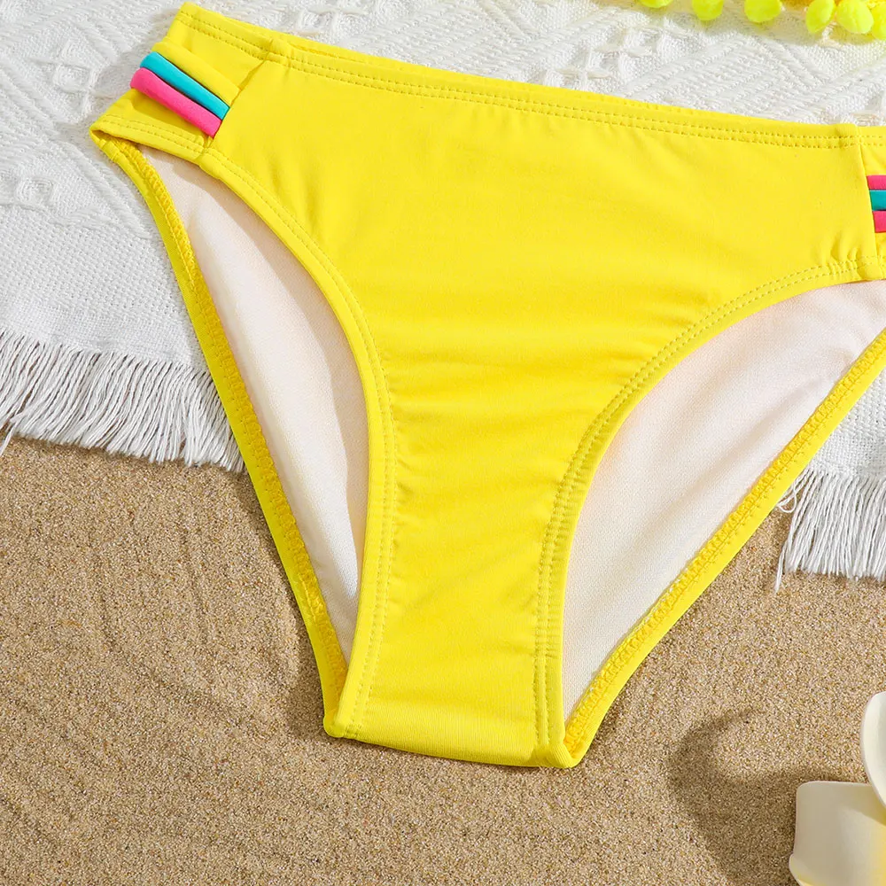 Bikini con volantes para niñas, bañador de dos piezas con espalda cruzada, traje de baño para niños de 5 a 12 años, ropa de playa