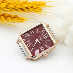 Shsby Diy Personality Square Watch Header New Style Rose Gold Diamond Surface Watch Head  Watch Accessories 16mm