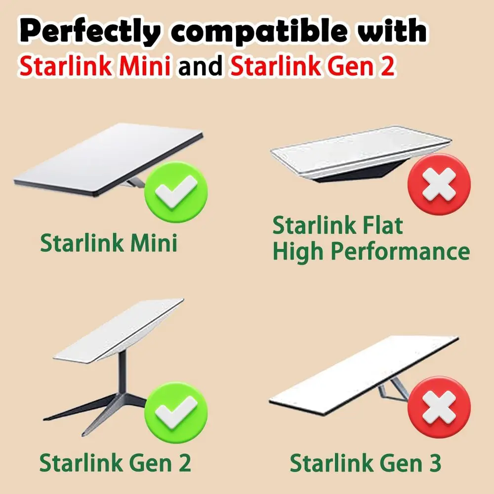 BUJ Starlink Mini and Gen 2 RV Ladder Pole Mounting Kit, Telescopic 11ft Pole with Starlink (GEN 2 / V2) Adapter and RV Ladder M