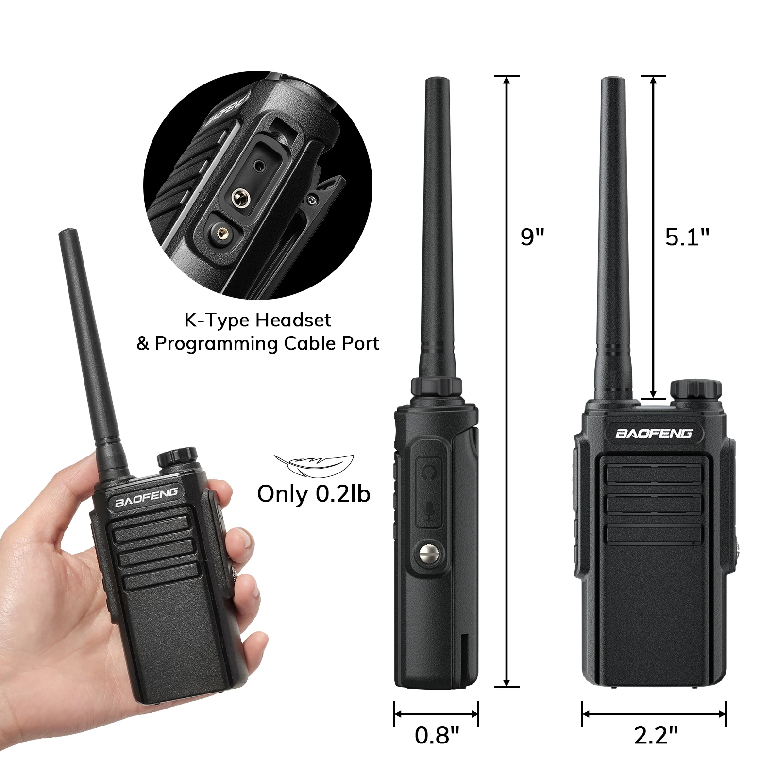 BAOFENG-Radio bidireccional portátil MP31 GMRS, repetidor compatible con GMRS, Cable de carga tipo C 2 en 1, Auriculares, 2 paquetes