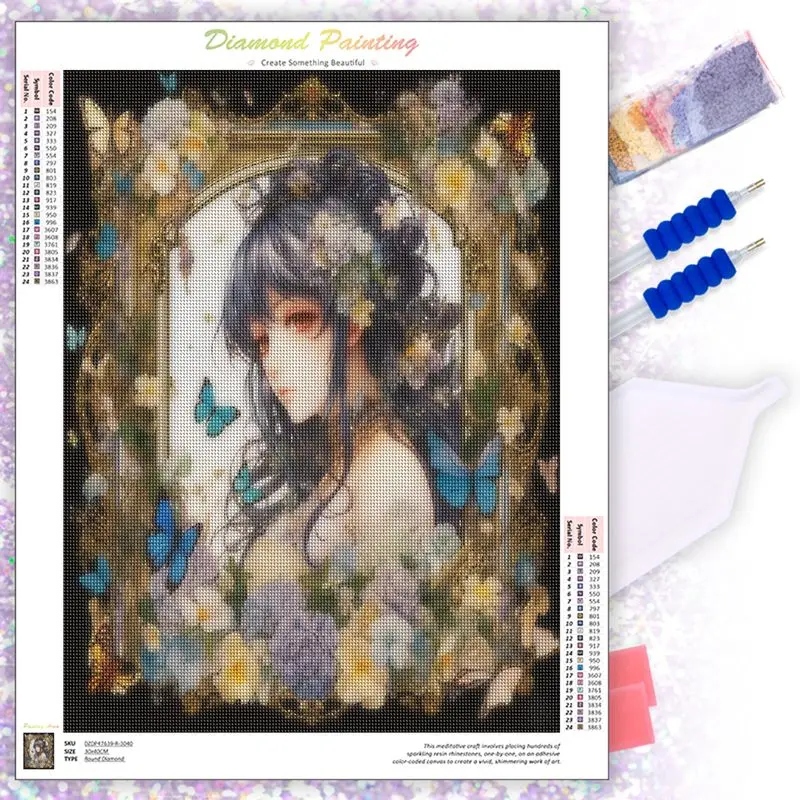 

CHENISTORY Diamond Painting Flowers GIrl Full Drill Square/Round Diamond Mosaic Portrait Embroidery Needlework Home Decoration