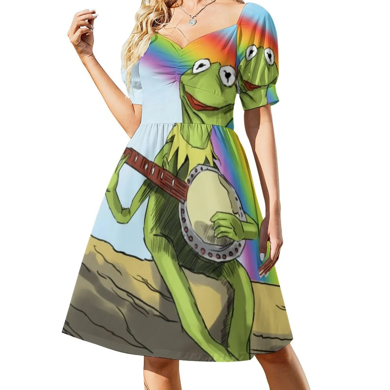 Vestido informal de estilo coreano The Rainbow 2 para mujer, vestidos sencillos de oficina para uso diario, The Animal Drummer Rainbow The Show Evening