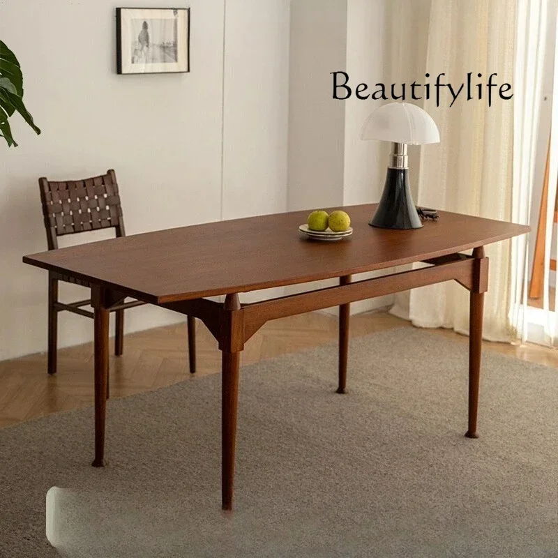N36 ARetro Teak Rectangular Solid Wood Dining Table
