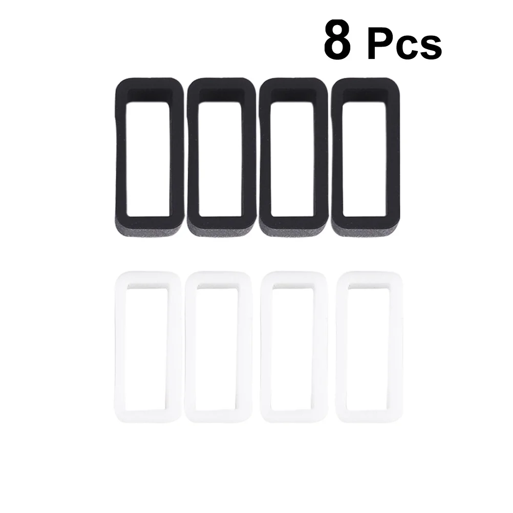 

8Pcs Watch Band Clasp Silicone Ring Electroplate Buckle for Most Watch Straps Luxurious Comfortable Fit 18Mm Black and White