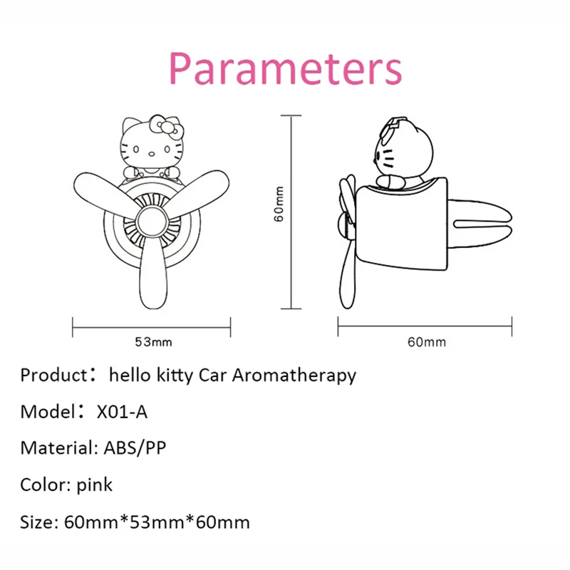 Sanrio Hello Kitty Auto Lufterfrischer Kleines Flugzeug Auto Aromatherapie Diffusor Propeller Vent Parfüm Diffusor Accessoires Geschenke