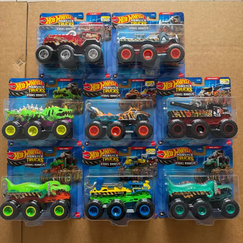 

In Stock Hot Wheels HWN86 Monster Trucks Big Rigs Serise Alloy Diecast Model Large Tires Off Road Vehicle Collectible Toys Cars