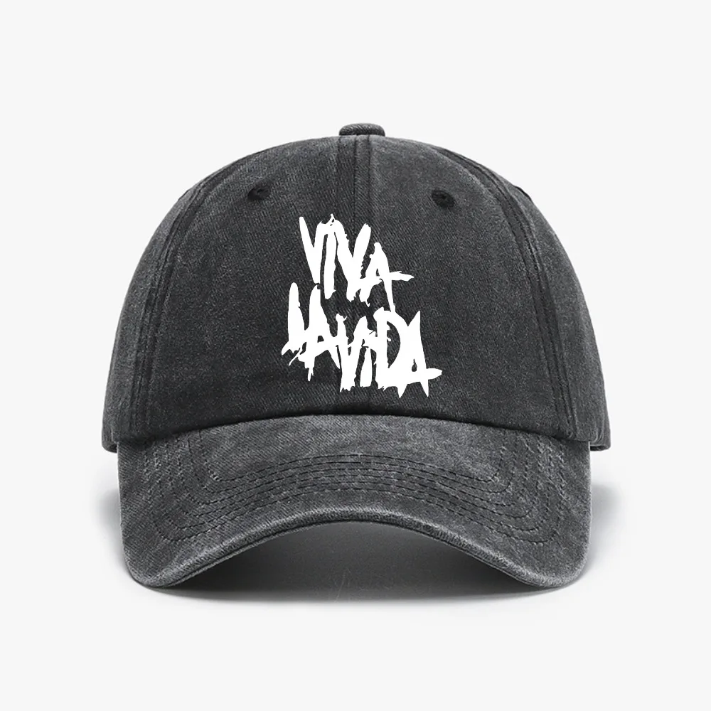 Rock coldplay Viva la vida Print Baseball Cap Vintage style Washed Soft top denim hat Men women Sun Hat adjustable Snapback Hats