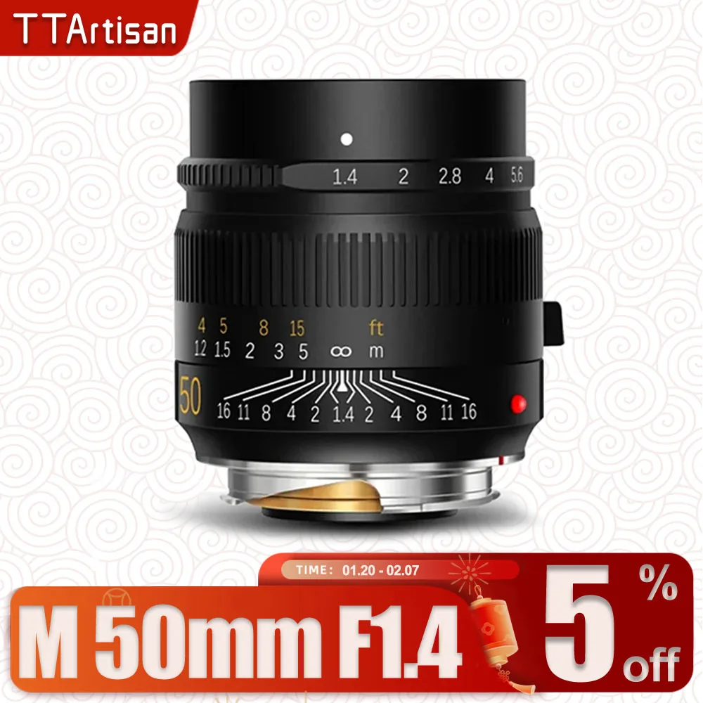 

TTArtisan M 50mm F1.4 ASPH. Full Frame Large Aperture for Mirrorless Camera Lens Portrait Photography with Leica M-mount M8 M9