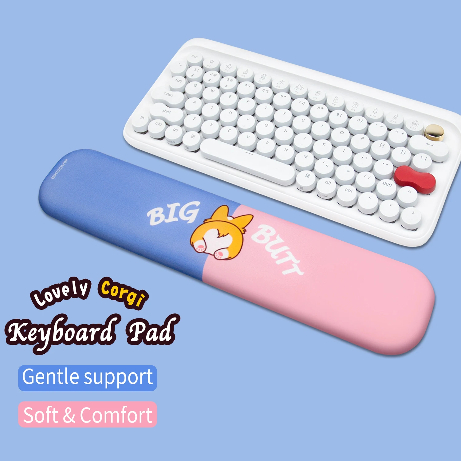 EXCO Keyboard Wrist Rest Memory Foam Ergonomic Soft Hand Arm Support with Non-Slip PU Base for Pain Relief Gaming Office Home