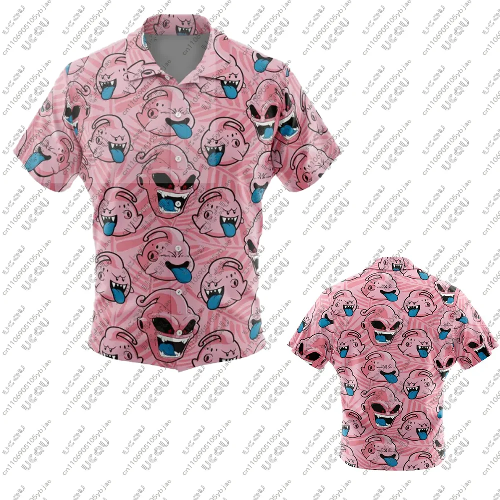 Camiseta Hawaiana con Botones de Anime para Hombre y Niño, Estilo Casual, para Vacaciones, Regalo, Ropa Deportiva, Majin Boo Dragon Ball Z, Verano 2026