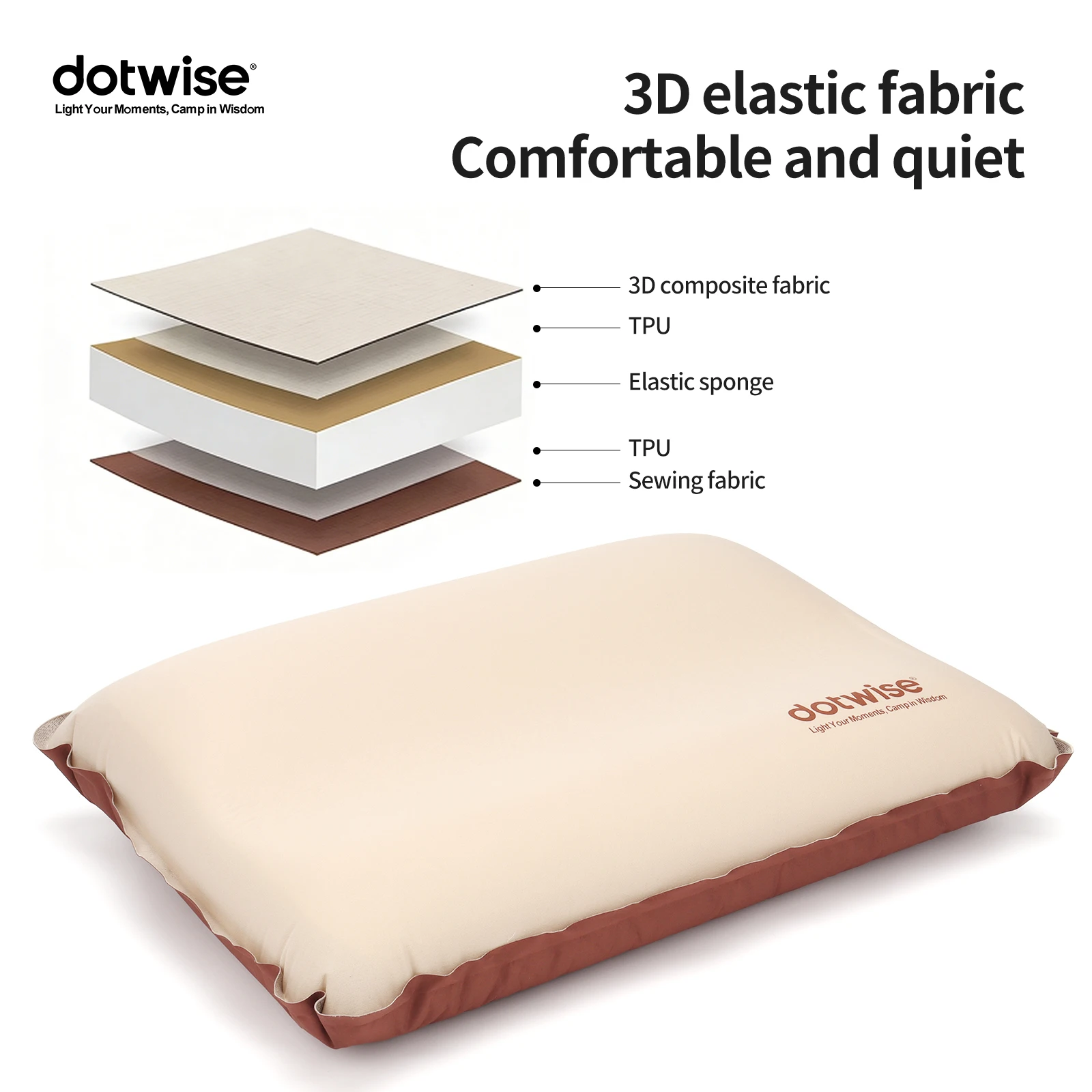 Dotwise Camping Square Pillow Portable Outdoor Camping Self Inflating Travel Pillow Camping Nap Pillow Easy Storage Pillow