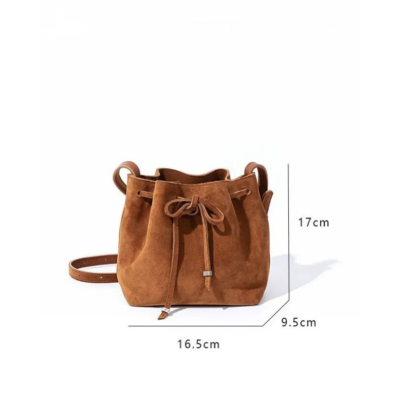 AIGO New Frosted Shoulder Bags For Women Bucket Bag Women\'s Bag Small Crowd Skew Straddle Bag Vintage Retro Handbag Bolas