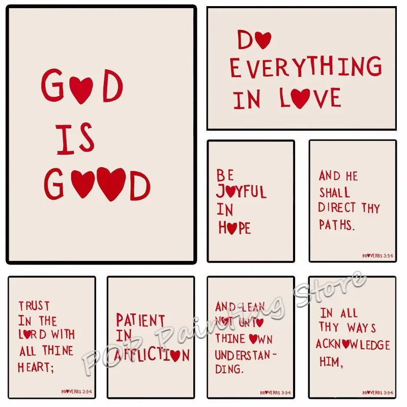 الحديثة المسيحية قماش طباعة الحد الأدنى الكتاب المقدس الآية جدار الفن الله هو الحب الجيد إقتباس ملهمة الكتاب المقدس الكنيسة ديكور المنزل