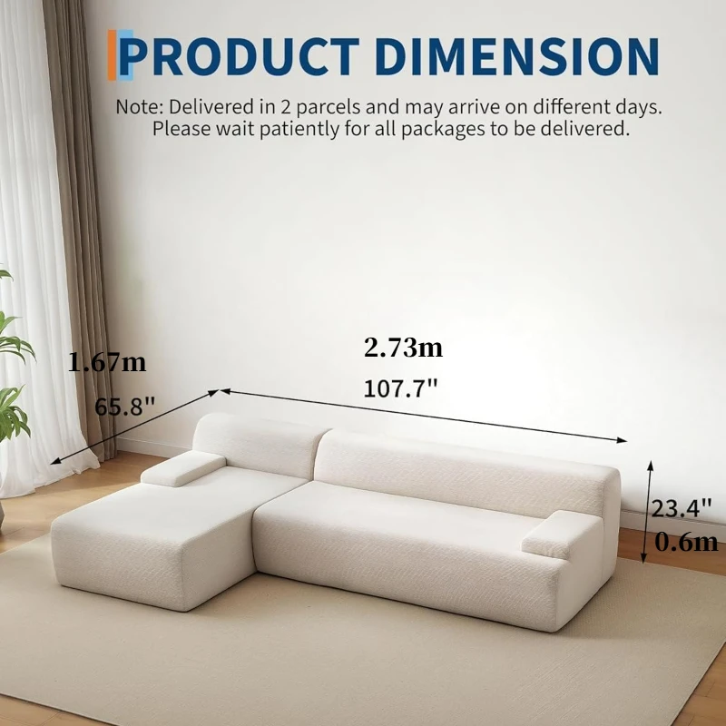 Factory Direct 2026 Garvee L-Shape Chaise Sectional Sofa | Modern Modular Deep-Seat Cloud Couch, Ultra-Soft Corduroy, Space-Savi