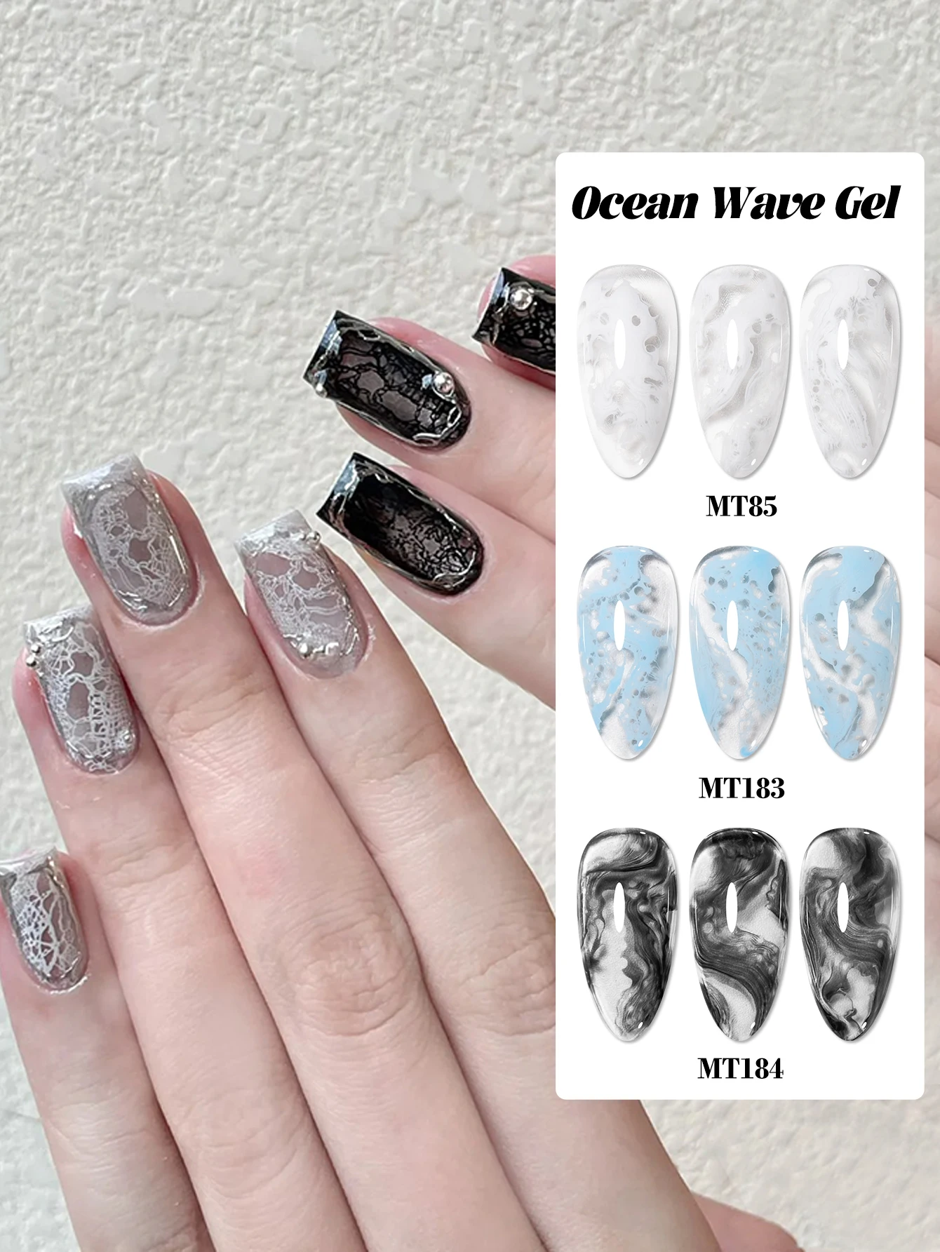 7ml Blooming Ocean Wave Gel Nail Polish White Blue Black Bubble DIY Nail Art Blossom Gel Semi Permanent Soak Off Marble Gel