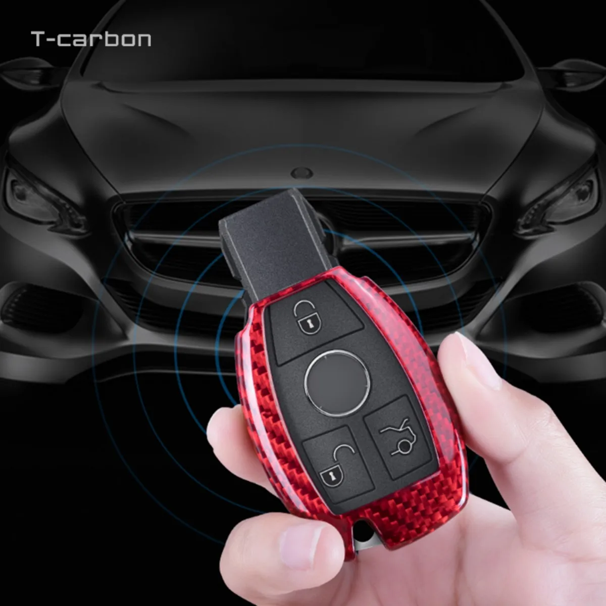 T-Carbon Carbon Fiber Car Key Case Cover Shell Fob Fit For Mercedes Benz CLS CLA GL R SLK AMG A B C S Class