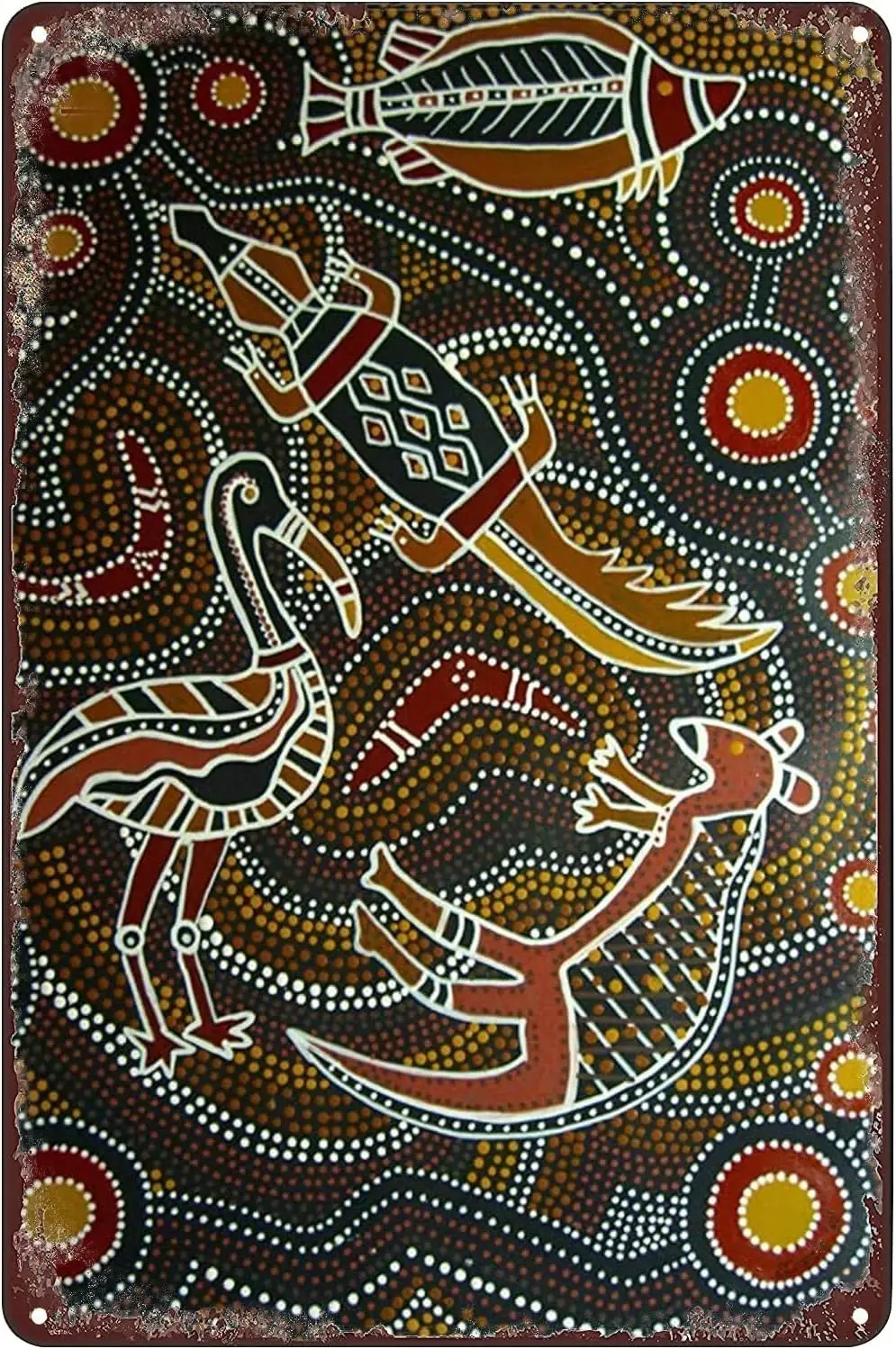 Vintage Metal Tin Sign - Australian Aboriginal Totems Retro Poster Plaque Wall Decor for Kitchen Bar Pub Farm House 8x12 in sign